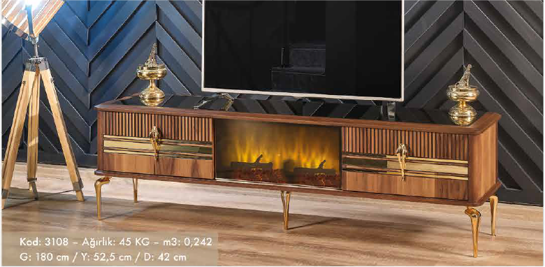 Tv Unit With Fireplace (3108)